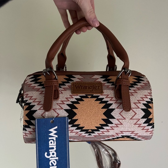 Wrangler Handbags - Wrangler Geometric Brown and Tan Mini Bag